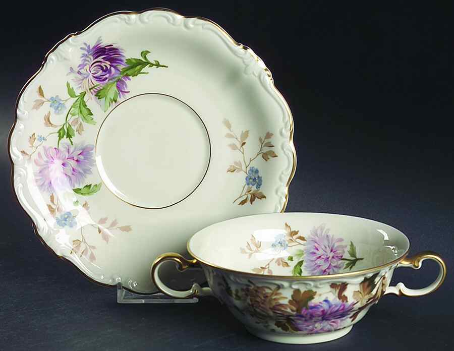 Daphne (Pompadour) Flat Cream Soup Bowl & Saucer Set by Rosenthal - Continental-1