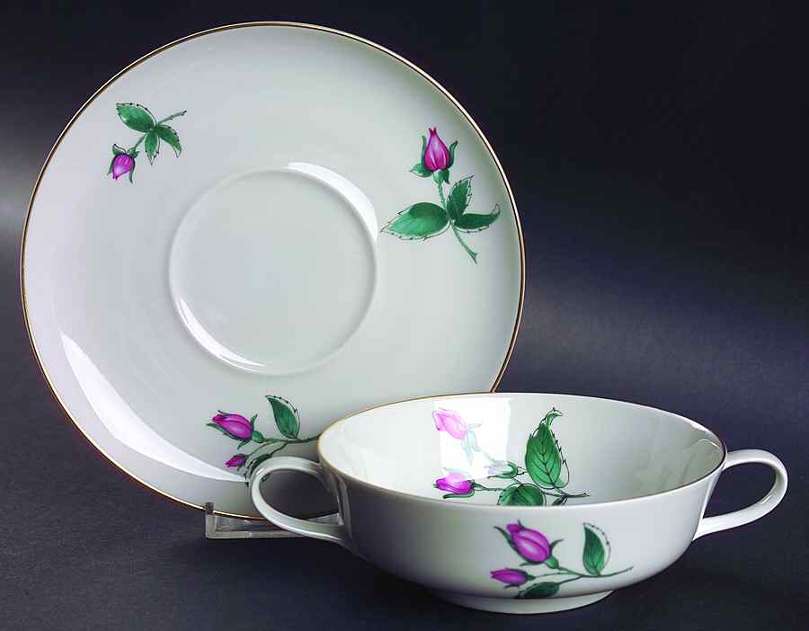 Darling Rose Footed Cream Soup Bowl & Saucer Set by Rosenthal - Continental-1