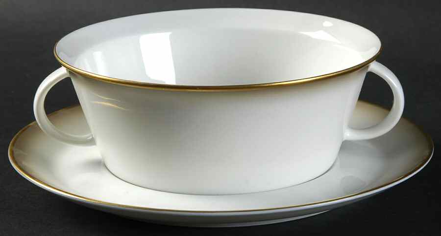 Dawn (Gold Trim) Flat Cream Soup Bowl & Saucer Set by Rosenthal - Continental-1