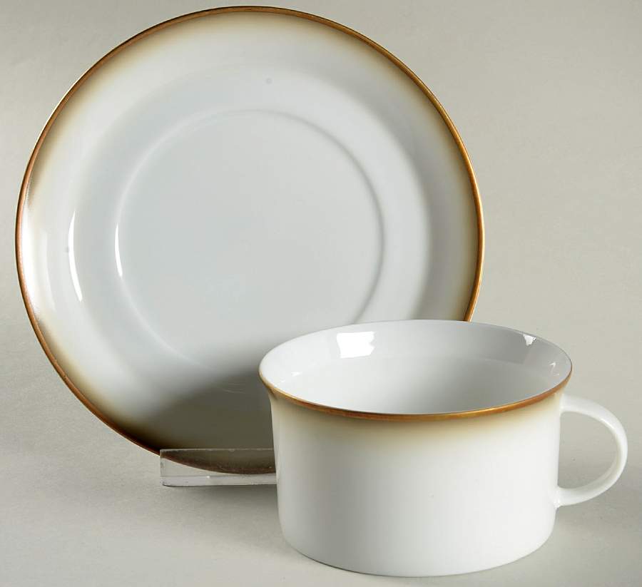 Dawn (Gold Trim) Flat Cup & Saucer Set by Rosenthal - Continental-1