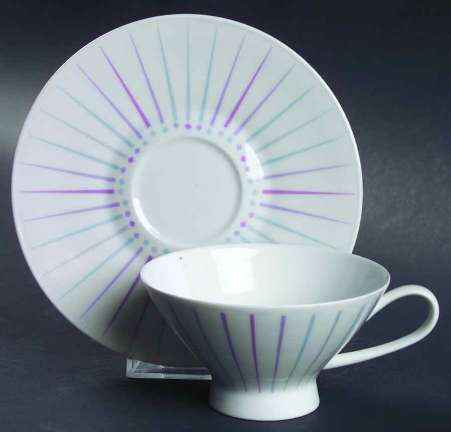 Dawn (Multicolors, No Trim) Footed Cup & Saucer Set by Rosenthal - Continental-1