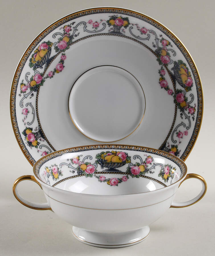 Della Robbia Footed Cream Soup Bowl & Saucer Set by Rosenthal - Continental-1