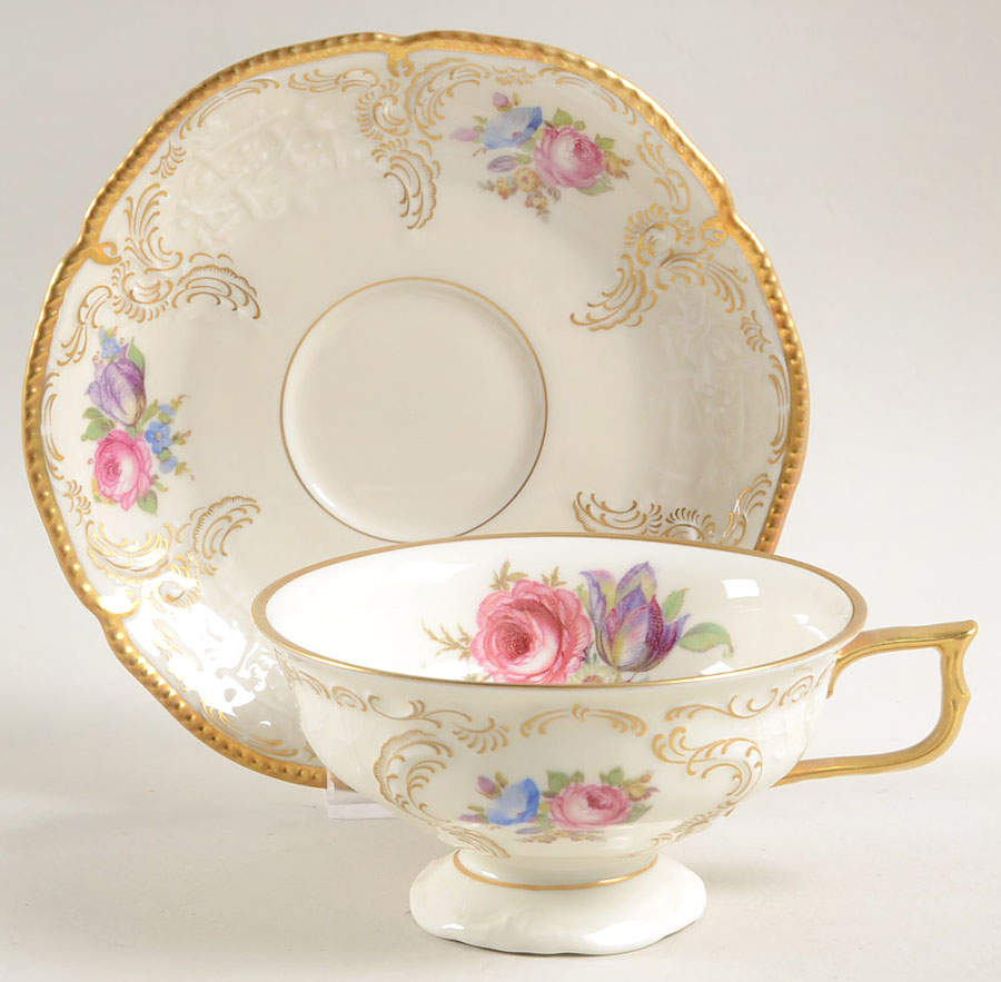 Diplomat (Center Gold) Footed Cup & Saucer Set by Rosenthal - Continental-1