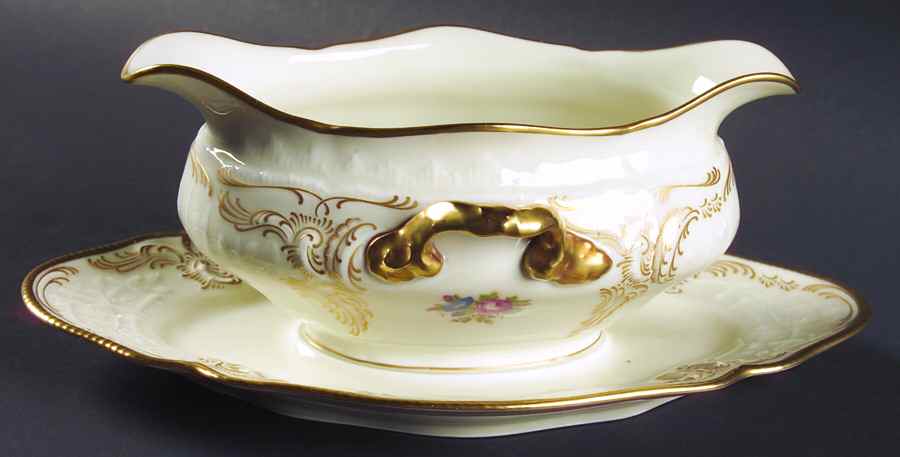Diplomat (Center Gold) Gravy Boat with Attached Underplate by Rosenthal - Continental-1