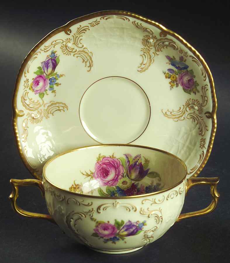 Diplomat (Center Gold) Flat Bouillon Cup & Saucer by Rosenthal - Continental-1