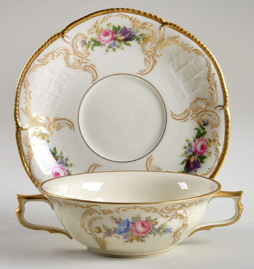 Diplomat (Center Gold) Flat Cream Soup Bowl & Saucer Set by Rosenthal - Continental-1