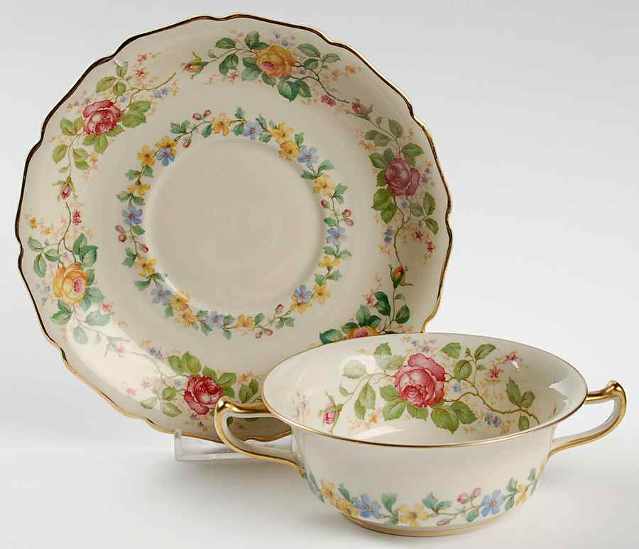 Dolly Vardon Footed Cream Soup Bowl & Saucer Set by Rosenthal - Continental-1