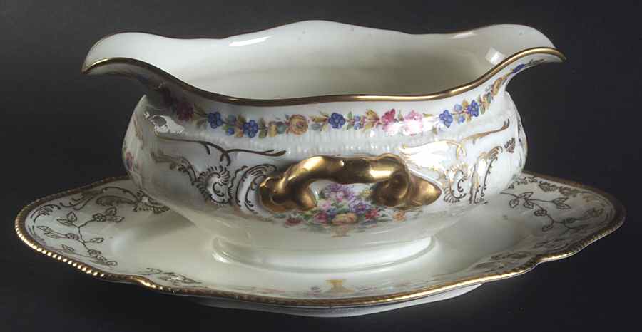 Du Barry Gravy Boat with Attached Underplate by Rosenthal - Continental-1