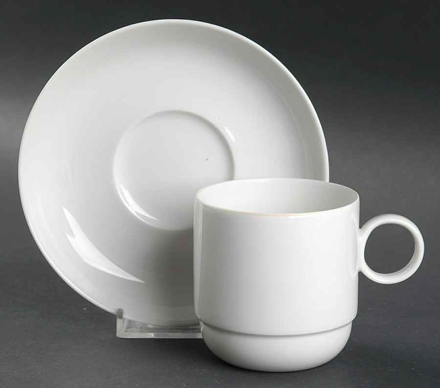 Duo White Flat Cup & Saucer Set by Rosenthal - Continental-1