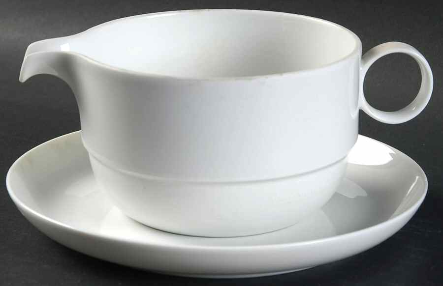 Duo White Round Gravy Boat & Underplate by Rosenthal - Continental-1