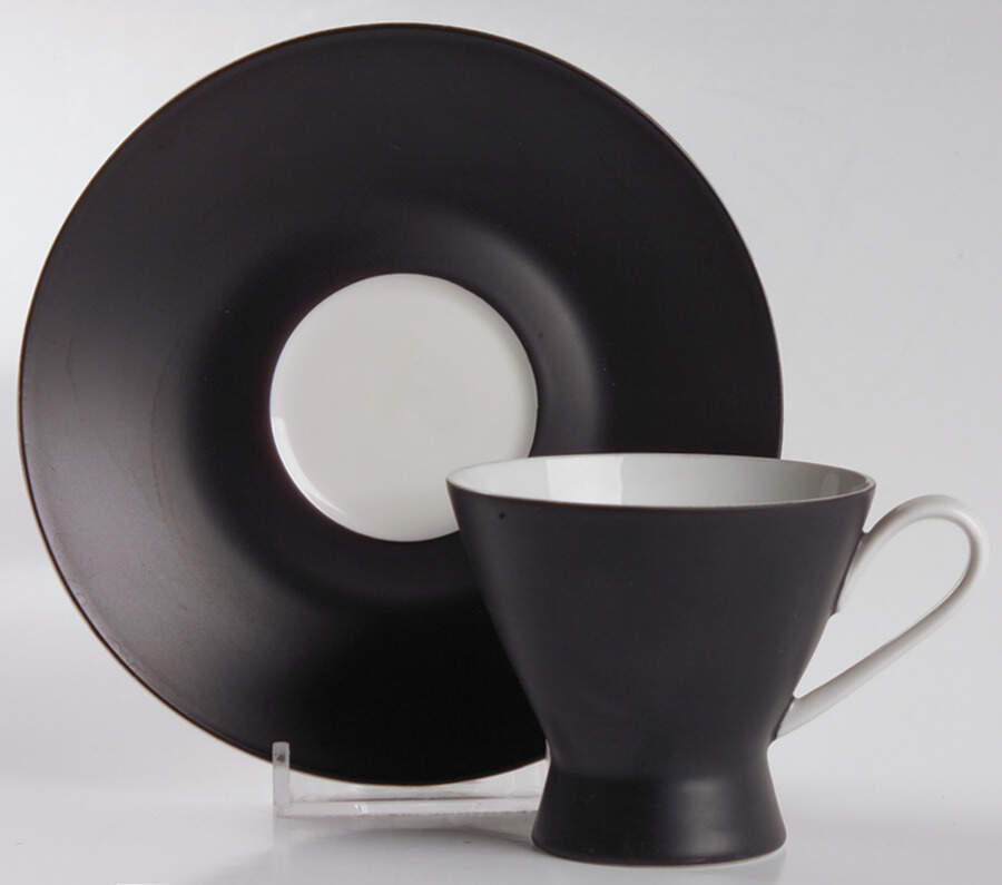 Ebony Black Footed Demitasse Cup & Saucer Set by Rosenthal - Continental-1