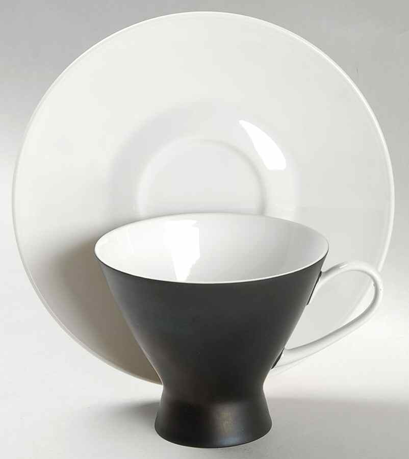 Ebony Black Footed Cup & Saucer Set by Rosenthal - Continental-1