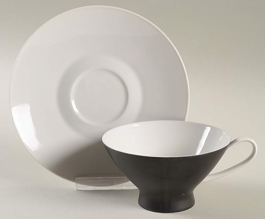 Ebony Black Footed Cup & Saucer Set by Rosenthal - Continental-1