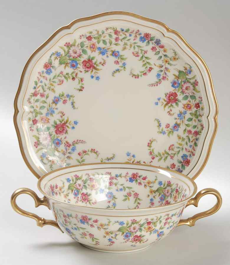 Eleanor Cream Flat Cream Soup Bowl & Saucer Set by Rosenthal - Continental-1