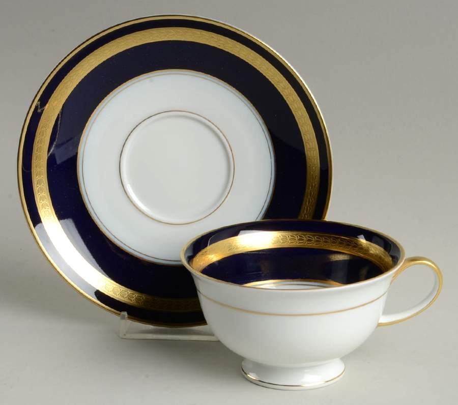 Eminence Cobalt Blue Footed Cup & Saucer Set by Rosenthal - Continental-1