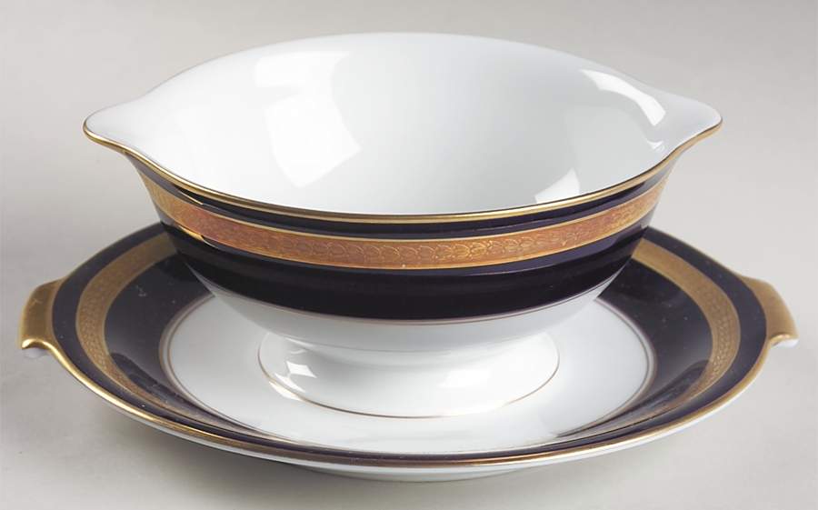 Eminence Cobalt Blue Gravy Boat with Attached Underplate by Rosenthal - Continental-1