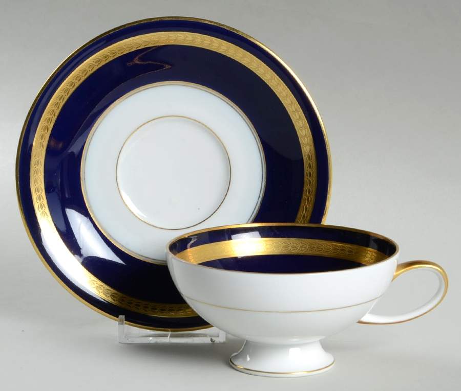 Eminence Cobalt Blue Footed Cup & Saucer Set by Rosenthal - Continental-1