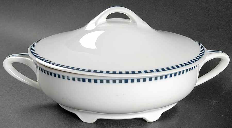 Empire (Blue Squares) Round Covered Vegetable by Rosenthal - Continental-1