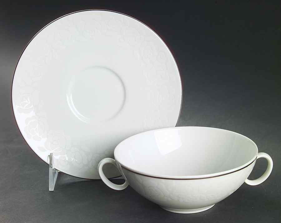 Ermine Flat Cream Soup Bowl & Saucer Set by Rosenthal - Continental-1