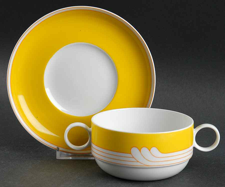 Exotic Yellow Flat Cream Soup Bowl & Saucer Set by Rosenthal - Continental-1