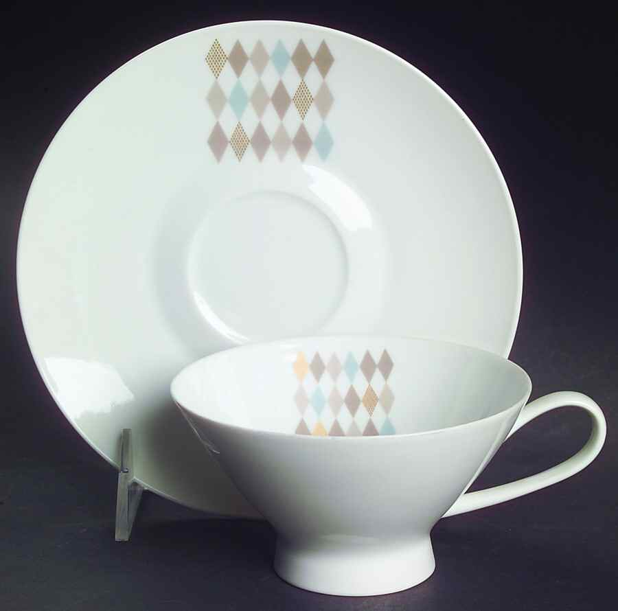 Fanfare Footed Cup & Saucer Set by Rosenthal - Continental-1