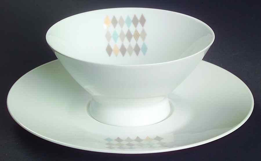 Fanfare Footed Cream Soup Bowl & Saucer Set by Rosenthal - Continental-1