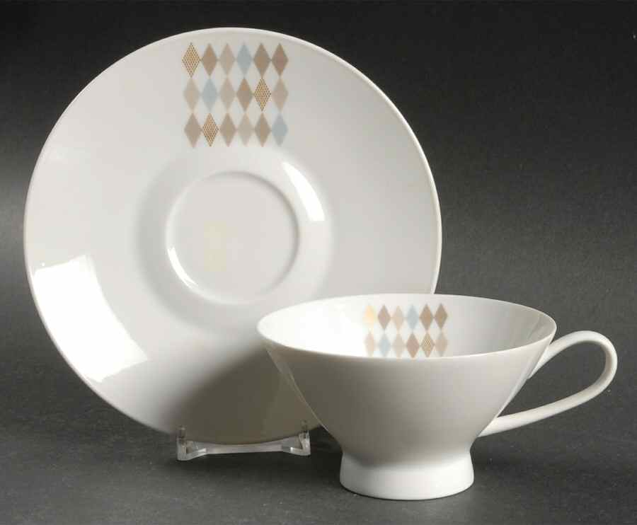 Fanfare Footed Cup & Saucer Set by Rosenthal - Continental-1