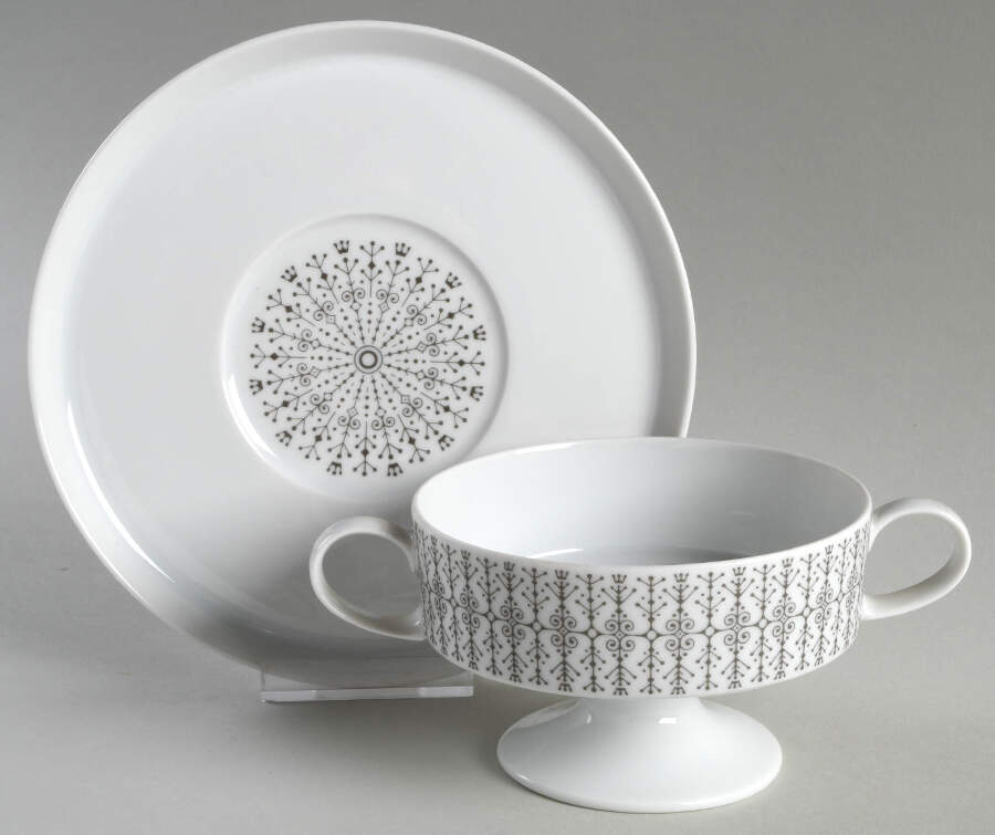 Filigree Footed Cream Soup Bowl & Saucer Set by Rosenthal - Continental-1