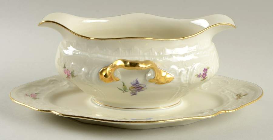 Flower Bed Gravy Boat with Attached Underplate by Rosenthal - Continental-1