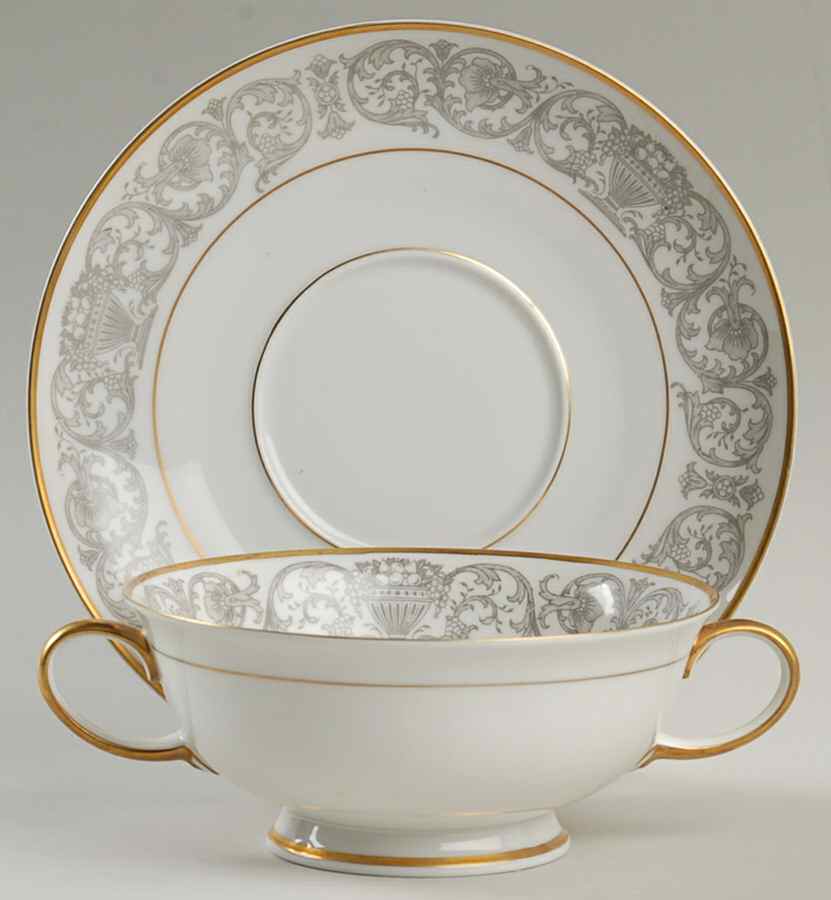 Florentine Gold (Aida) Footed Cream Soup Bowl & Saucer Set by Rosenthal - Continental-1