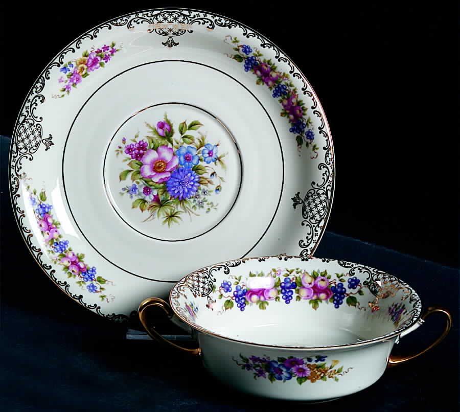 Floranada Flat Cream Soup Bowl & Saucer Set by Rosenthal - Continental-1