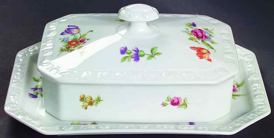 Flowers (Classic Stamp) Rectangular Covered Butter by Rosenthal - Continental-1