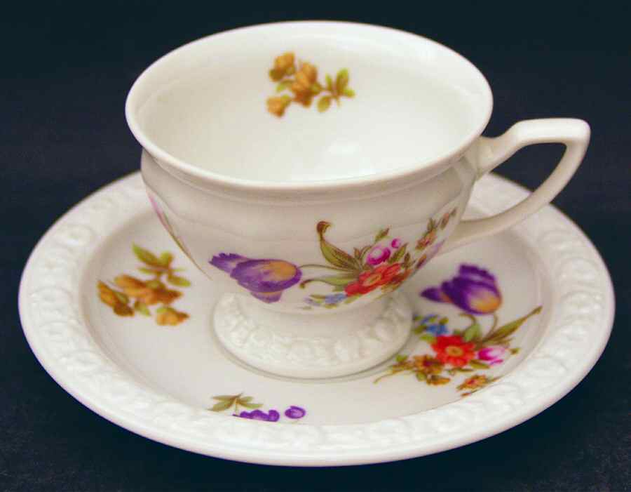Flowers (Classic Stamp) Footed Demitasse Cup & Saucer Set by Rosenthal - Continental-1