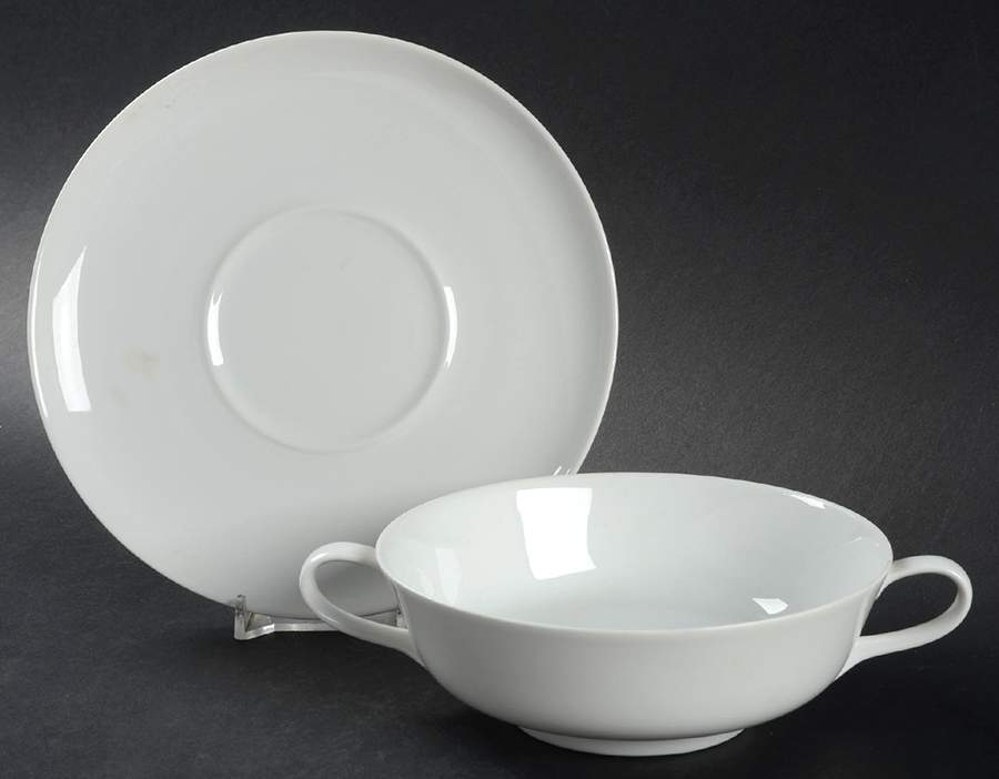 Form E (White) Footed Cream Soup Bowl & Saucer Set by Rosenthal - Continental-1