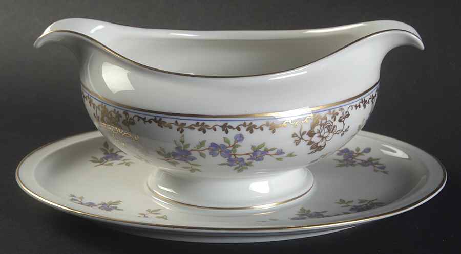 Forget Me Not Gravy Boat with Attached Underplate by Rosenthal - Continental-1