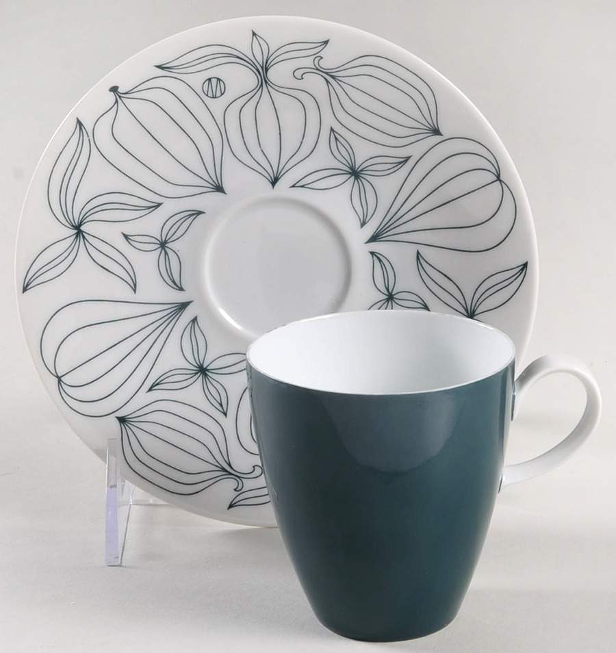 Fortuna Irish Green Flat Cup & Saucer Set by Rosenthal - Continental-1