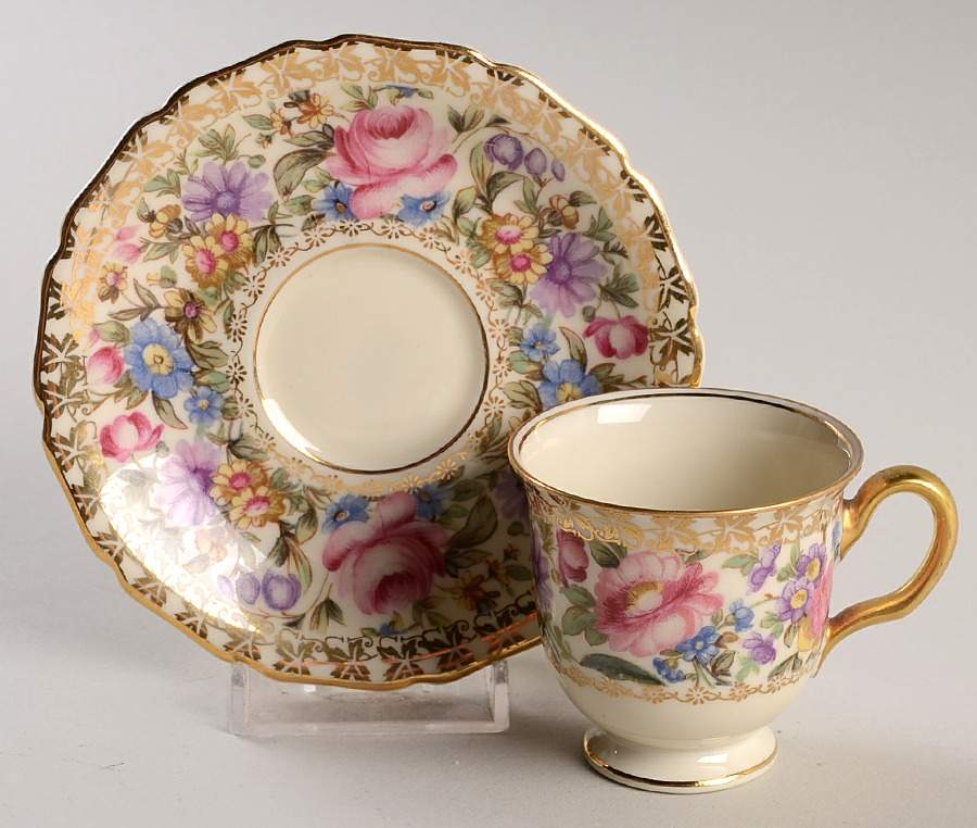 Garden Caprice (Scalloped Edge) Footed Demitasse Cup & Saucer Set by Rosenthal - Continental-1