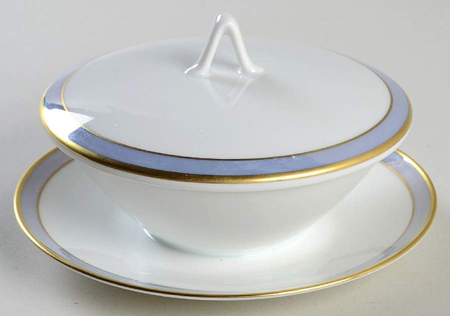 Gala Blue (Not Classic Rose Collection) Sauce Boat with Attached Underplate & Lid by Rosenthal - Continental-1