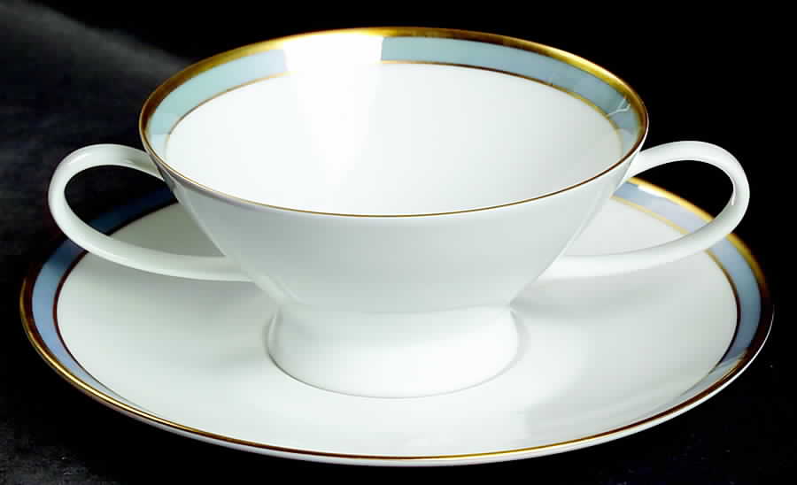 Gala Blue (Not Classic Rose Collection) Footed Cream Soup Bowl & Saucer Set by Rosenthal - Continental-1
