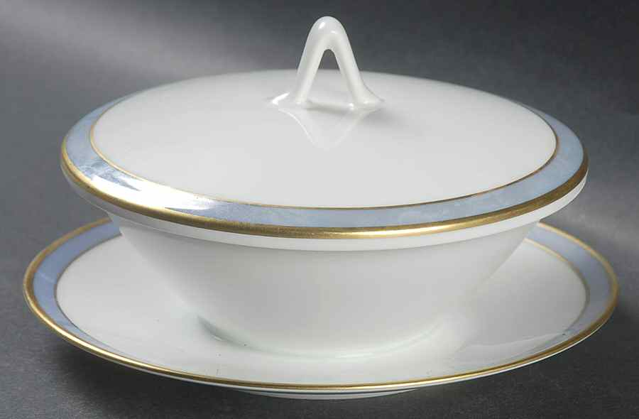 Gala Blue (Not Classic Rose Collection) Sauce Boat with Attached Underplate & Lid by Rosenthal - Continental-1