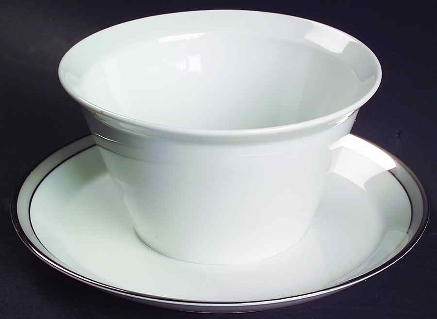 Gala Grey (Platinum Trim) Gravy Boat with Attached Underplate by Rosenthal - Continental-1