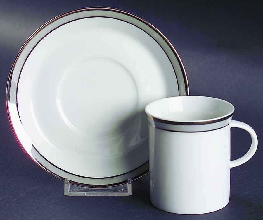 Gala Grey (Platinum Trim) Flat Demitasse Cup & Saucer Set by Rosenthal - Continental-1