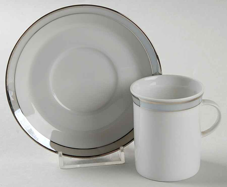 Gala Grey (Platinum Trim) Flat Demitasse Cup & Saucer Set by Rosenthal - Continental-1