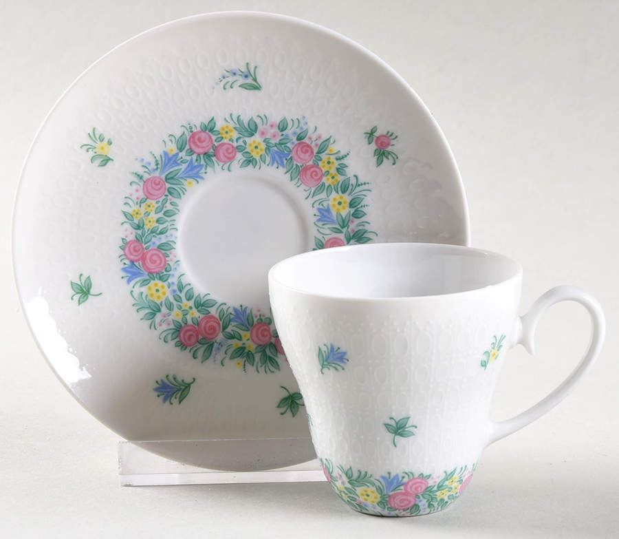 Garland (Multicolor, Romance) Flat Demitasse Cup & Saucer Set by Rosenthal - Continental-1