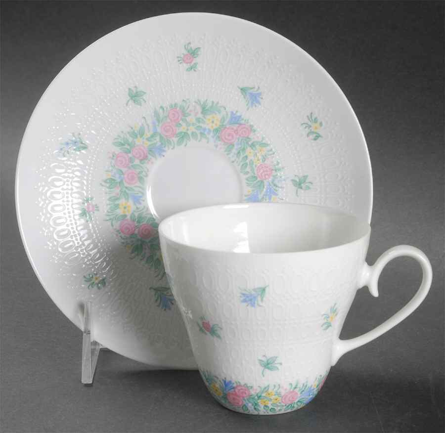 Garland (Multicolor, Romance) Flat Cup & Saucer Set by Rosenthal - Continental-1