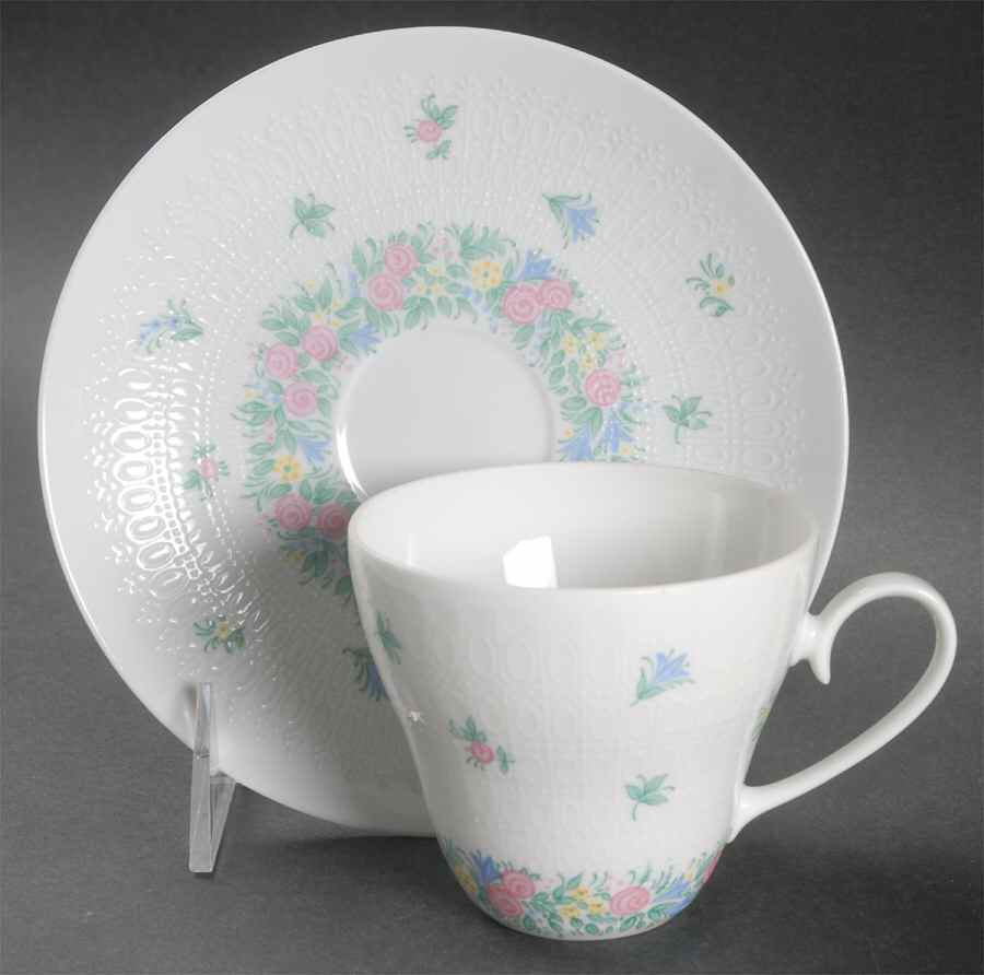 Garland (Multicolor, Romance) Flat Cup & Saucer Set by Rosenthal - Continental-1