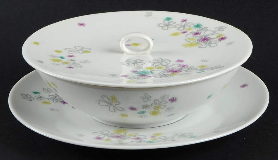 Gayety Cream Soup/Cereal Bowl & Lid with Saucer Set by Rosenthal - Continental-1
