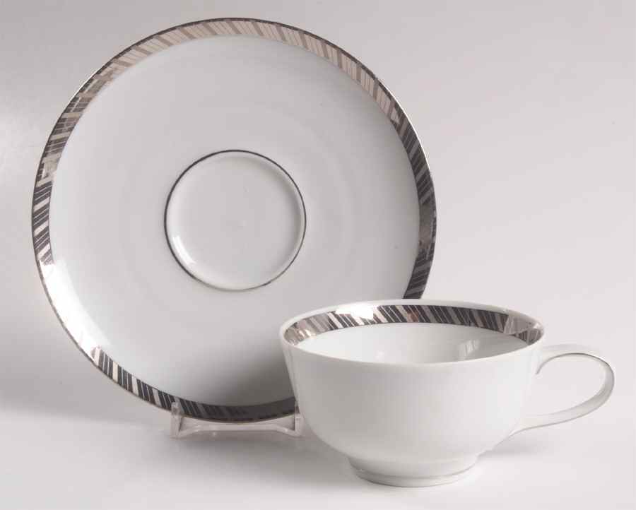 Gloriette Platin Flat Cup & Saucer Set by Rosenthal - Continental-1