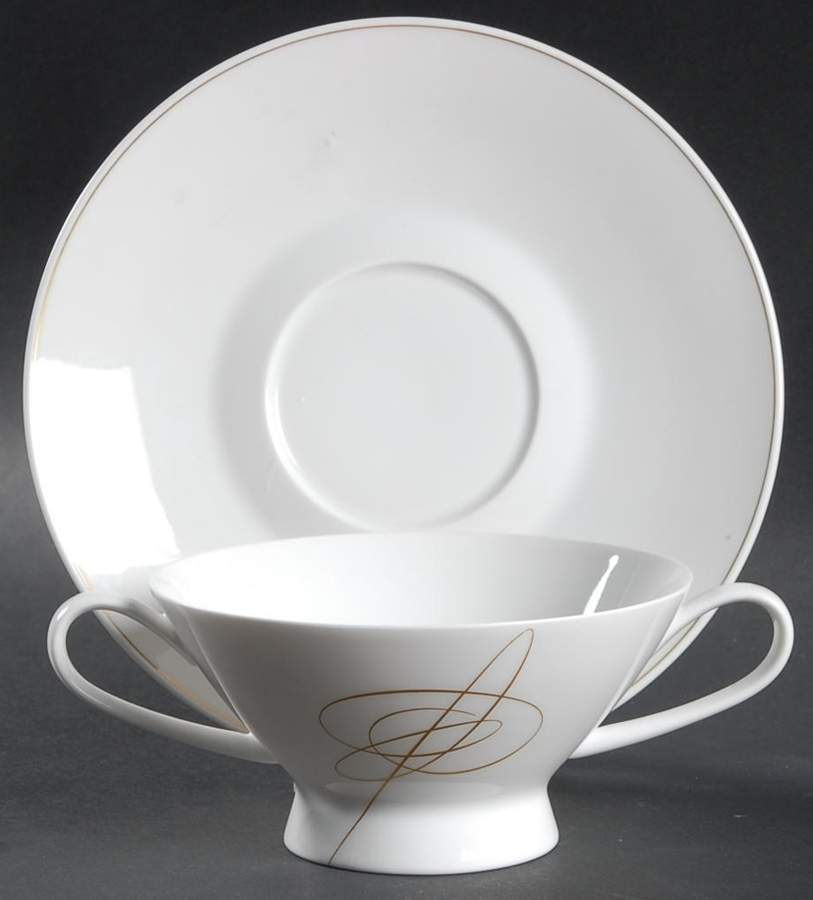 Gold Accord Footed Cream Soup Bowl & Saucer Set by Rosenthal - Continental-1