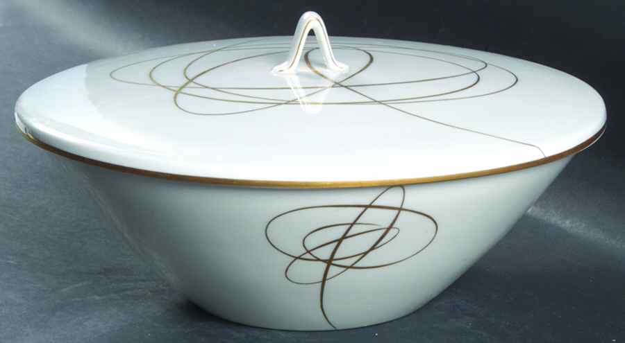 Gold Accord Round Covered Vegetable-Uses RV9 as Base+CVLRV9 by Rosenthal - Continental-1